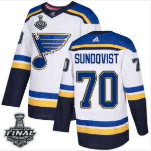 Blues #70 Oskar Sundqvist Weiß 2019 Stanley Cup Final Stitched